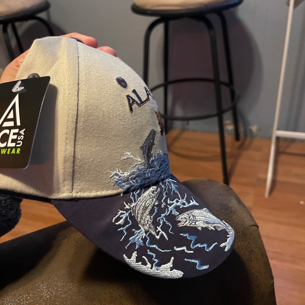 Alaska Embroidered Cap with Bear and Fish Design - Picture 6 of 11